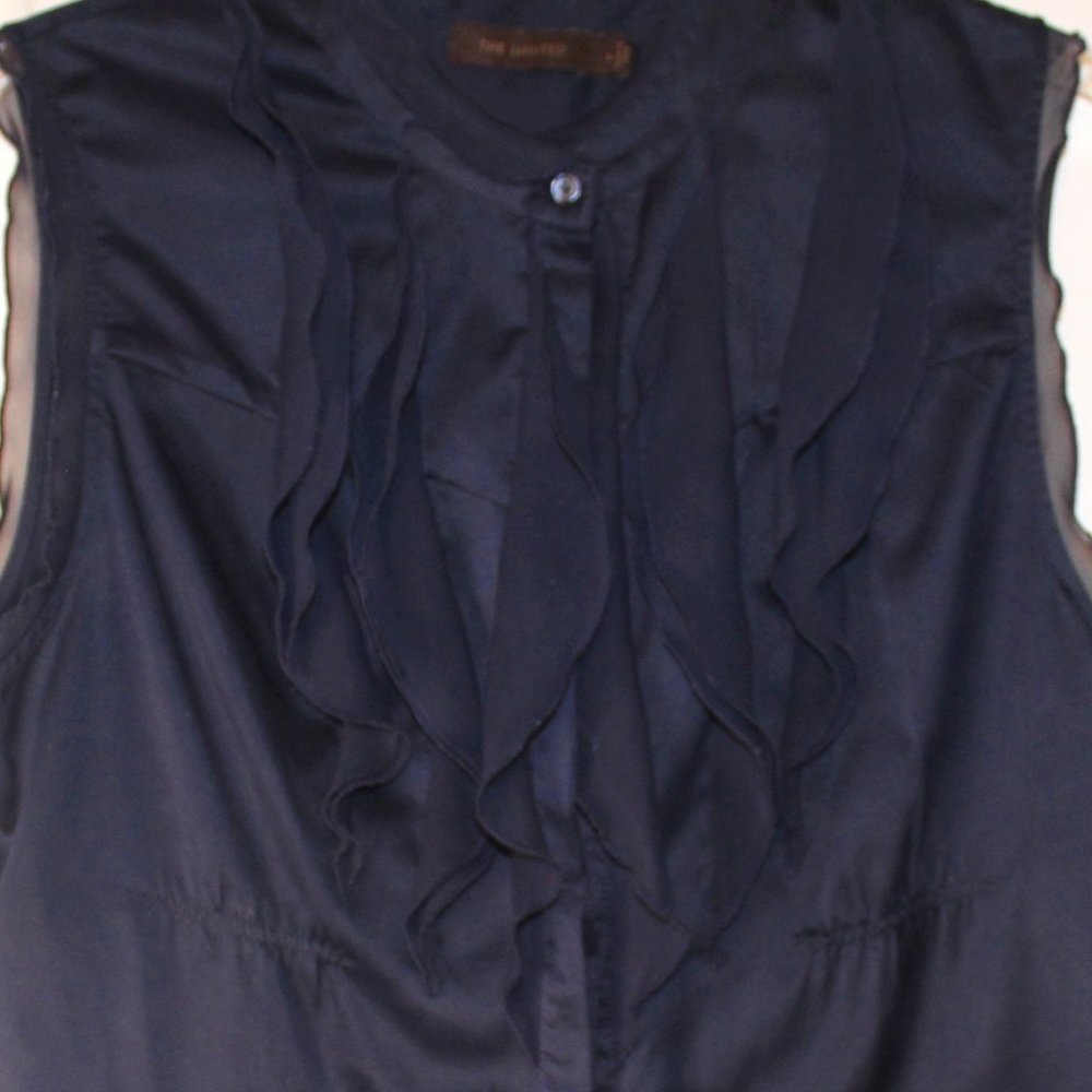 Navy Ruffled Blouse